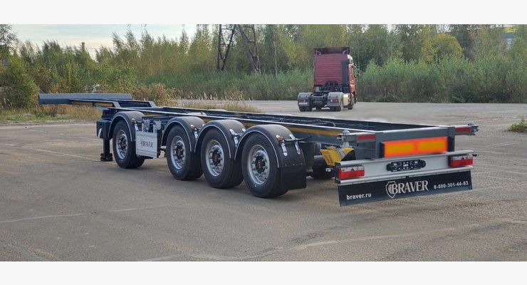 Полуприцеп-контейнеровоз BRAVER BK-440D — задний боковой вид